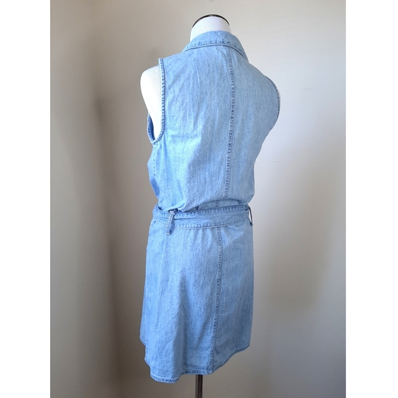 ZARA Denim Button Down Belted Sleeveless Mini Shirt Dress, SM - Picture 7 of 8